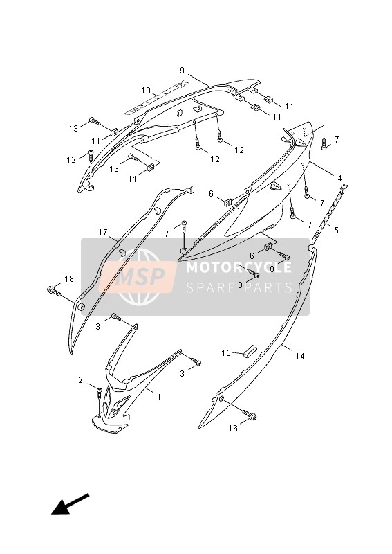 Yamaha NXC125-EA 2012 Couvercle latéral pour un 2012 Yamaha NXC125-EA